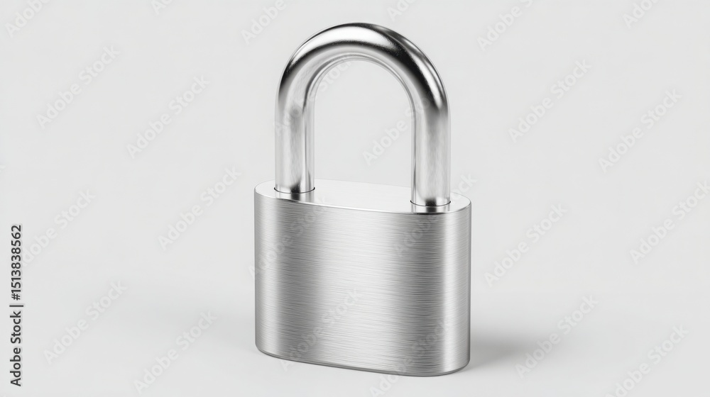 Fototapeta premium Classic padlock on a clean white background symbolizing security and protection for personal belongings and assets