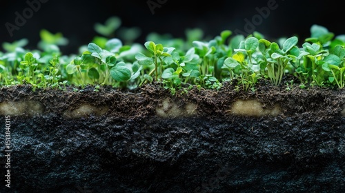Close-up view of young plants growing from soil.