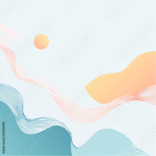 Abstract Minimalist Art Organic Shapes, Soft Gradients, and Smooth Lines
