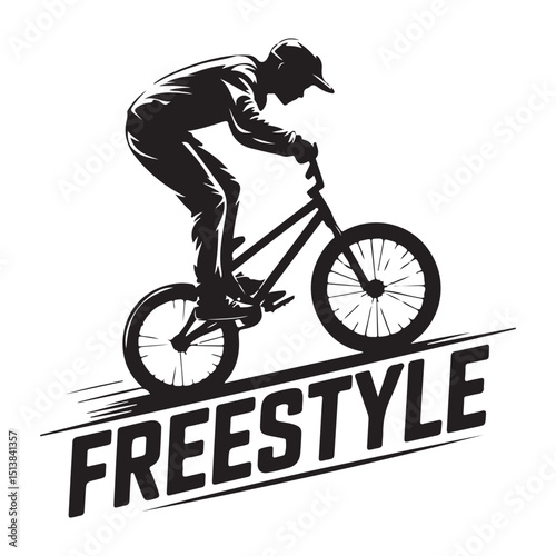 Freestyle BMX Cyclist on Quarter Pipe Ramp