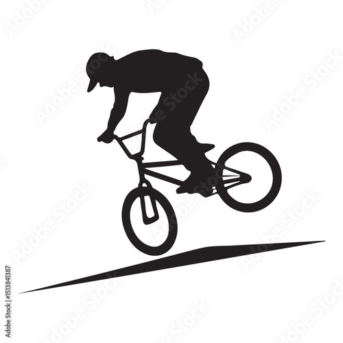 BMX Rider Performing Air Trick on Ramp