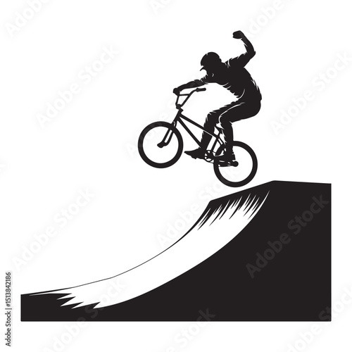 BMX Trick Rider on Ramp Silhouette