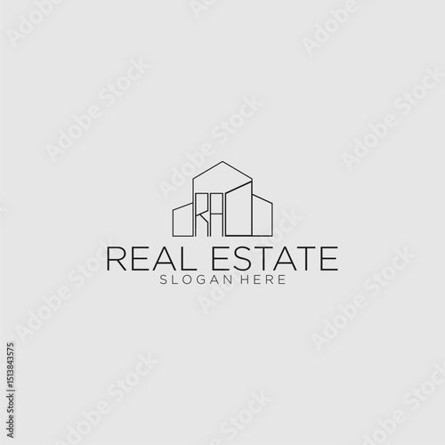RA initial monogram logo for real estate with luxury building style