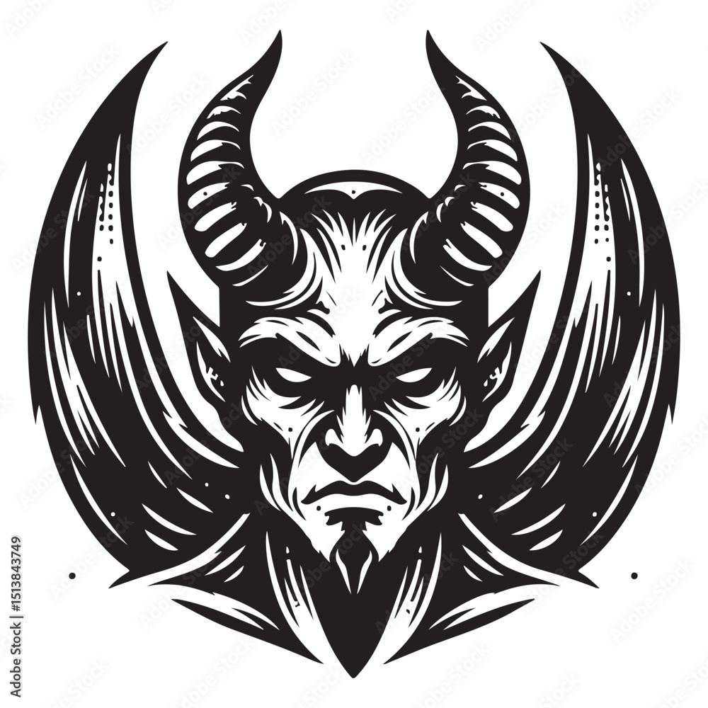Fototapeta premium Angry horned devil vector illustration