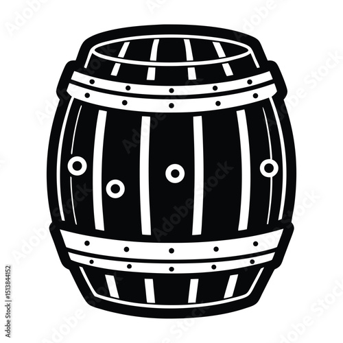 An old wooden wine barrel, isolated as a vintage drink container