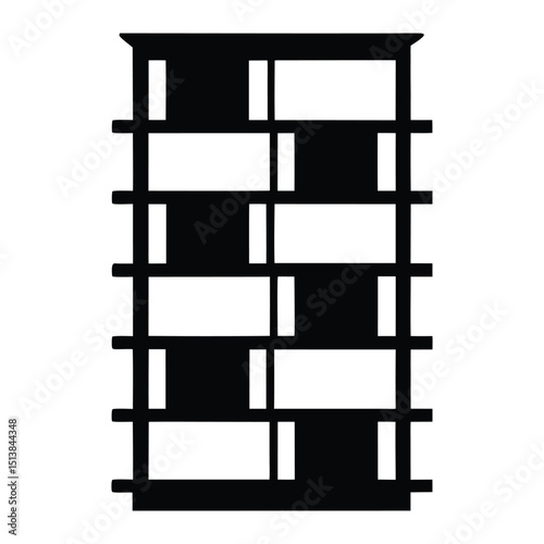 Black and white wooden storage shelves with empty interior design