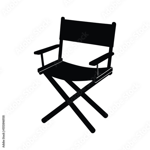 Silhouette art illustration of a director chair with canvas seat.eps