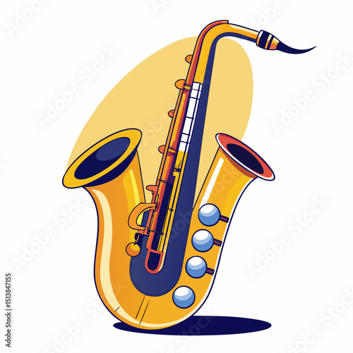 saxophone with musical notes