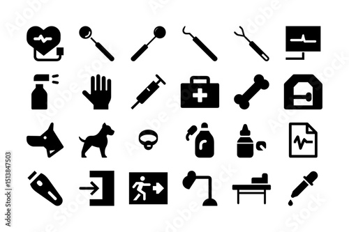 Veterinary clinic equipment graphic vector pack