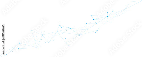 Abstract white blue digital technology futuristic communication high tech concept background. Technology dots lines connect network background.	