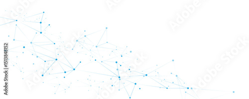Abstract white blue digital technology futuristic communication high tech concept background. Technology dots lines connect network background.	