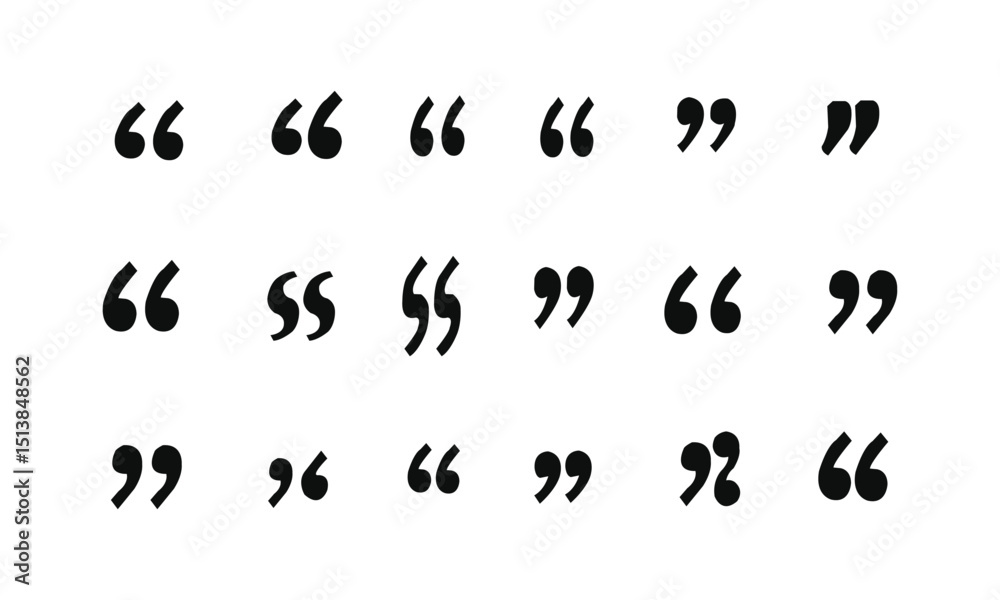 Naklejka premium Set of quote mark, quotes icon vector sign design