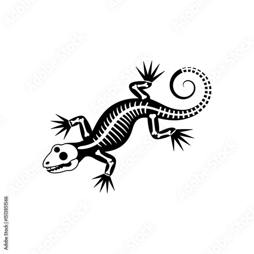 Lizard Skeleton Illustration: An artistic illustration showcases the intricate skeletal structure of a lizard, a captivating study of anatomy. 