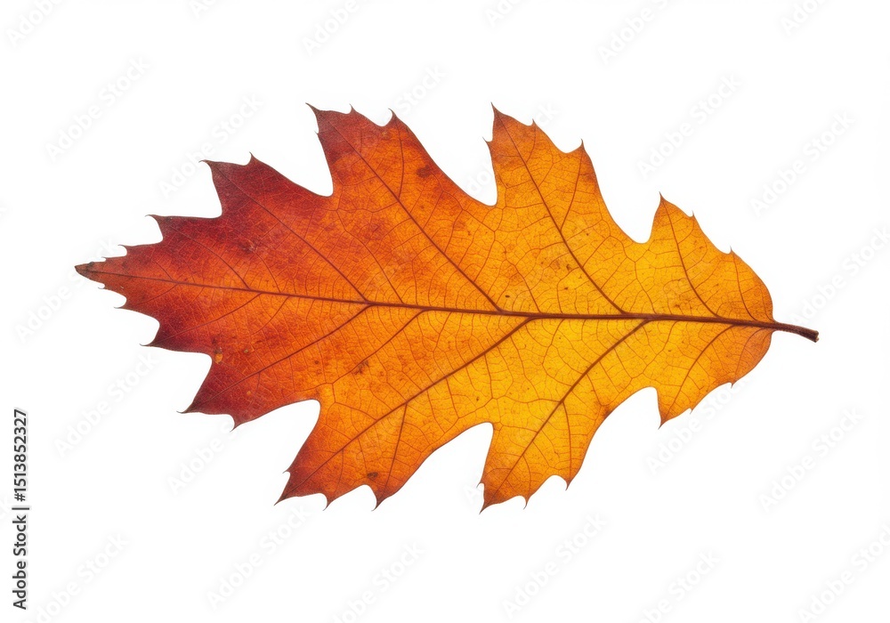 Autumn oak leaf isolated on white background for seasonal design, educational materials, and nature-themed projects. Autumn oak leaf isolated on white background for seasonal design, educational materials, and nature-themed projects.
