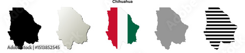 Chihuahua state blank outline map set