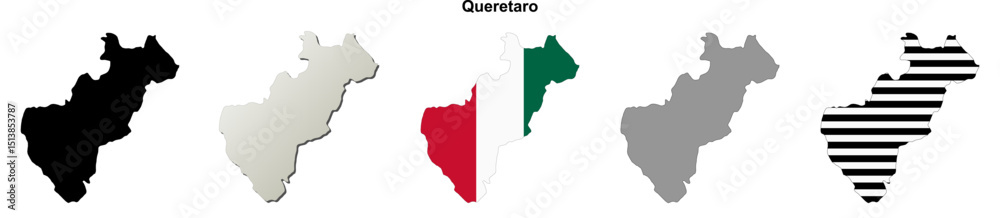 Fototapeta premium Queretaro state blank outline map set