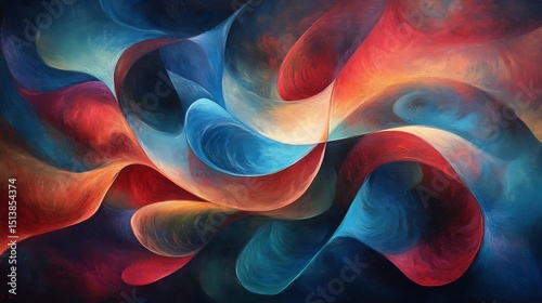 Abstract Painting: Flowing Shapes and Dynamic Color Palette for Modern Art Enthusiasts and Creative Design Projects.