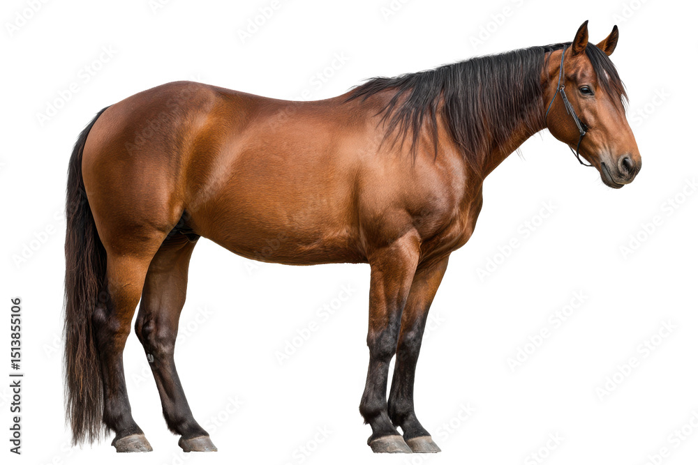 Obraz premium American Quarter Horse Standing Isolated on Transparent Background
