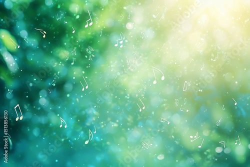 Abstract spring background with musical notes