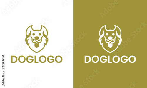 Happy dog and paw animal logo design template ai generated