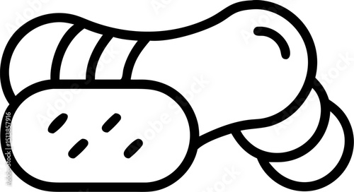 meat vector outline icon on white or transparent background	