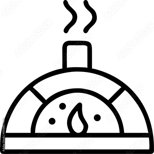 pizza oven vector outline icon on white or transparent background	