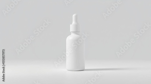 Blank white dropper bottle on a plain white background