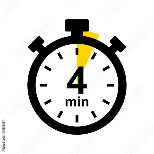 4 minute timer. Stopwatch icon
