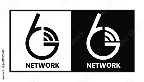 Superfast high speed 6g wireless network logo black and white