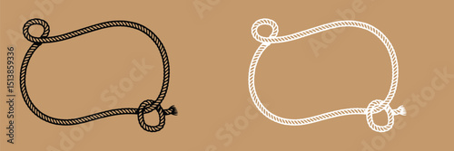 Rope Border Lasso vector silhouette illustration, Rope Frame Border vector Lasso concept on white background EPS
