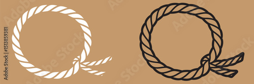Rope Border Lasso vector silhouette illustration, Rope Frame Border vector Lasso concept on white background EPS

