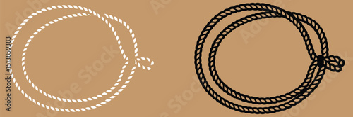 Rope Border Lasso vector silhouette illustration, Rope Frame Border vector Lasso concept on white background EPS
