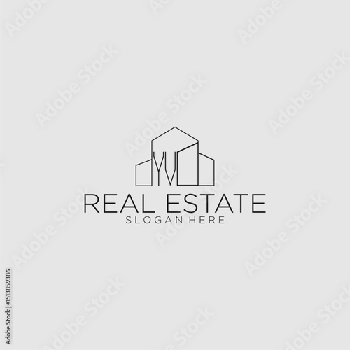 YV initial monogram logo for real estate with luxury building style