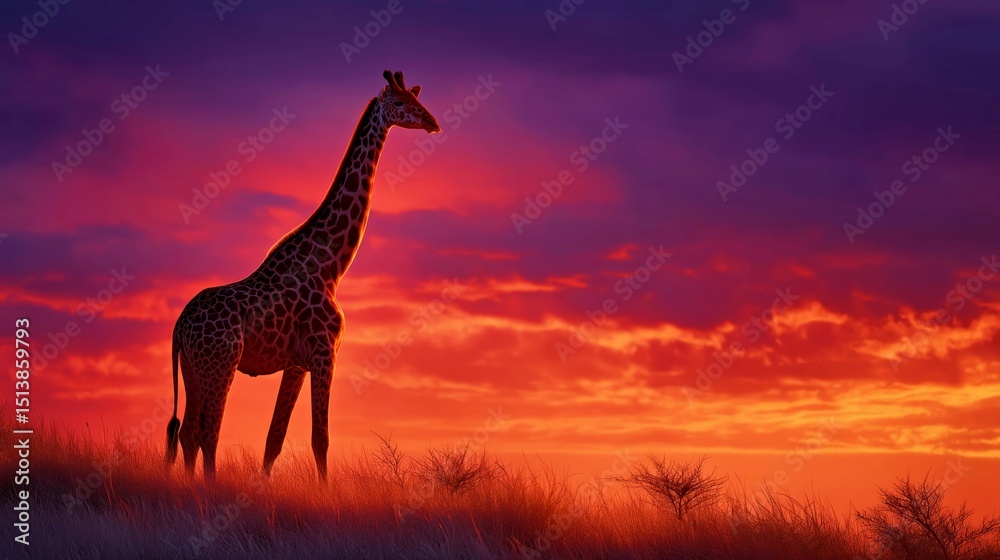 Obraz premium lone giraffe in a peaceful natural habitat, highlighting grace