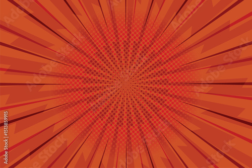comic style half tone red sunburst background vector