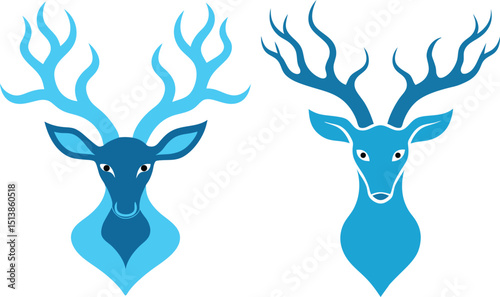 set of vector deer head