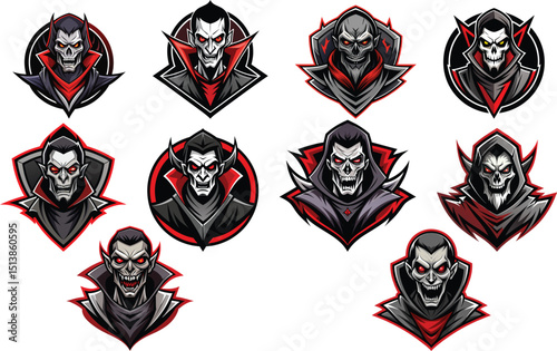 set of devils and skull mascot logo vector illustration