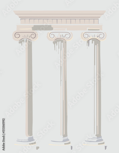 Pillar and column, Roman or Greek vector. Stone ancient architecture. 3d Marble temple, antique white building set. Pillar from Greece, Rome. Sculpture, vase, pillar design. ornate, antique, column, 