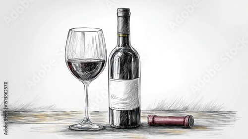 Wine glass and bottle