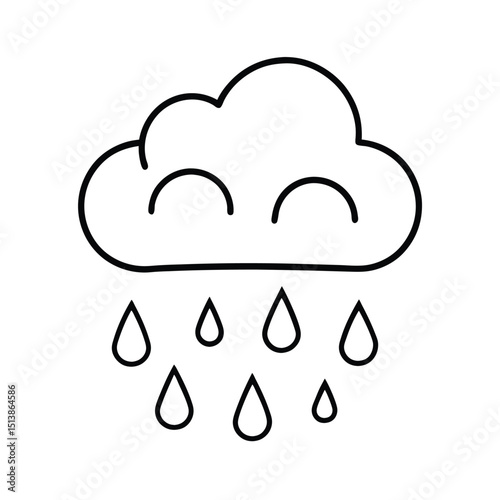 Rain cloud line art, Outline Rain cloud 