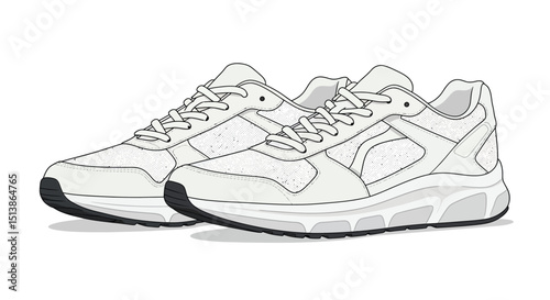 set of outline Cool Sneakers. Shoes sneaker outline drawing vector, Sneakers drawn in a sketch style, sneaker trainers template outline, Set Collection. vector Illustration.