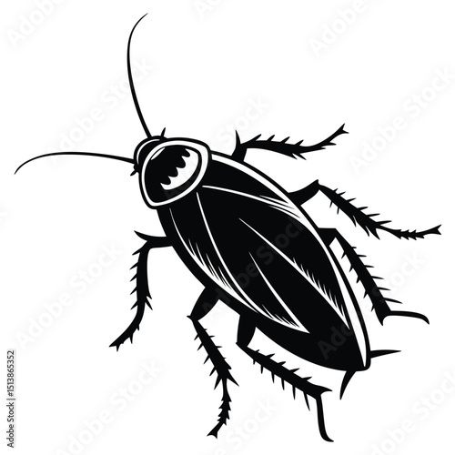 Cockroach silhouettes and icons. Black flat color, simple, elegant white background, Cockroach animal vector and illustration.