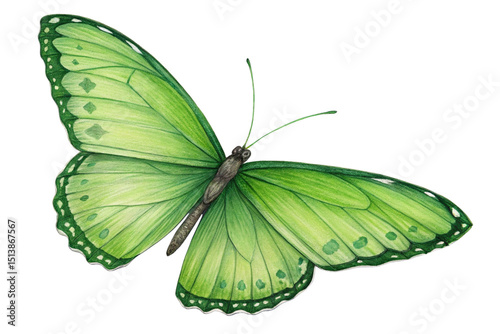 Green butterfly isolated on white background.png