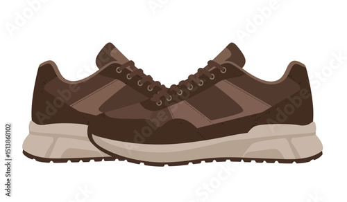 Modern fashion sneakers shoes. Sports shoes. Flat Vector isolated on white background. Running shoes. Men's or women's footwear.