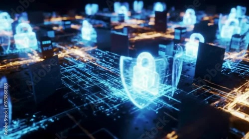 Digital Security Network Protection and Data Encryption, Cyber Security Shield