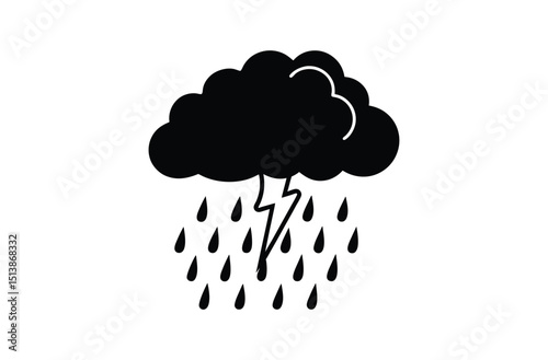 Rain cloud silhouette vector 