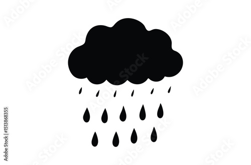 Rain cloud silhouette vector 