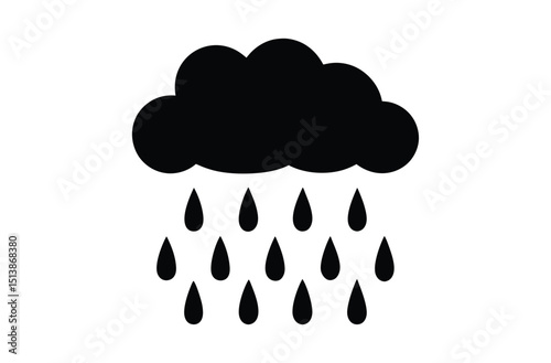 Rain cloud silhouette vector 
