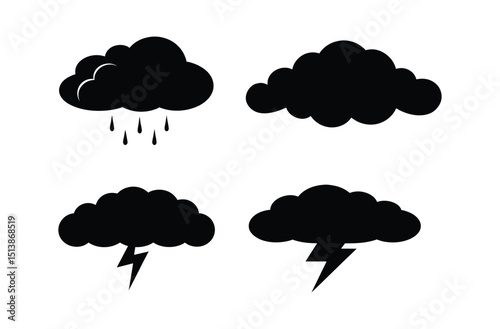 Rain cloud silhouette vector 