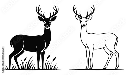 set of deer silhouettes